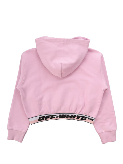 OFF WHITE KIDS SWEATSHIRT CROPPED HOODIE LOGO