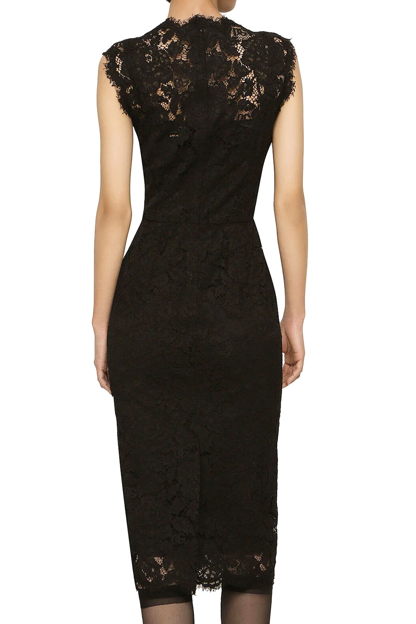 DOLCE & GABBANA BRANDED STRETCH LACE CALF-LENGTH DRESS