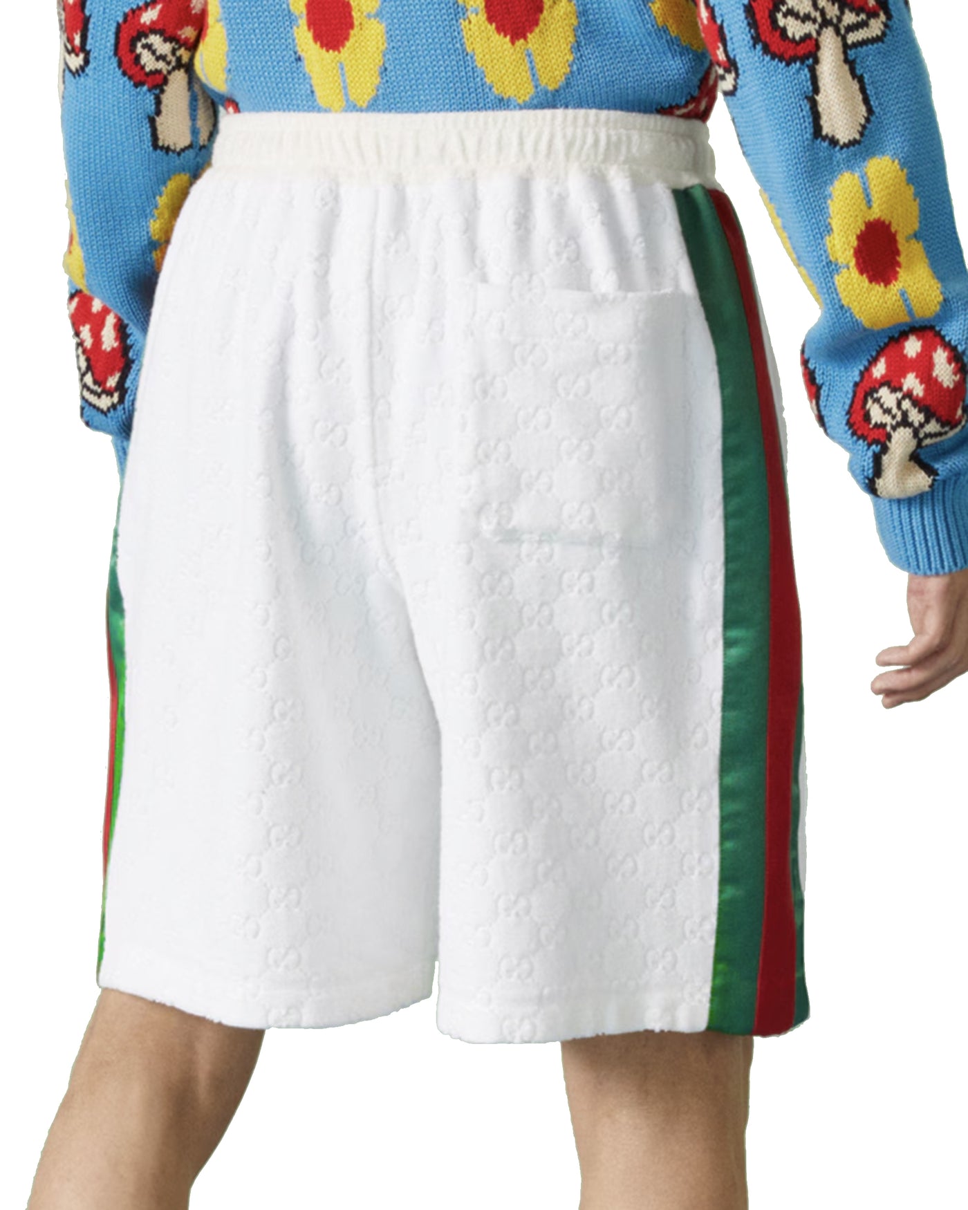 GUCCI TERRY CLOTH SHORTS WITH GG LOGO AND WEB DETAIL