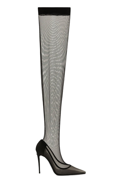 DOLCE&GABBANA KIM STRETCH TULLE THIGH-HIGH BOOTS