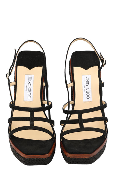 JIMMY CHOO ARIELA 110 WEDGE SANDALS