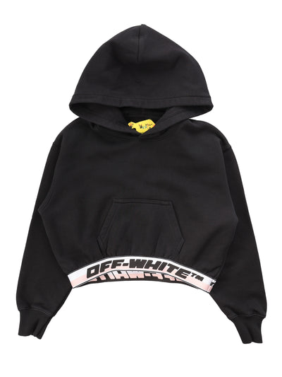 OFF WHITE KIDS SWEATSHIRT CROPPED HOODIE LOGO