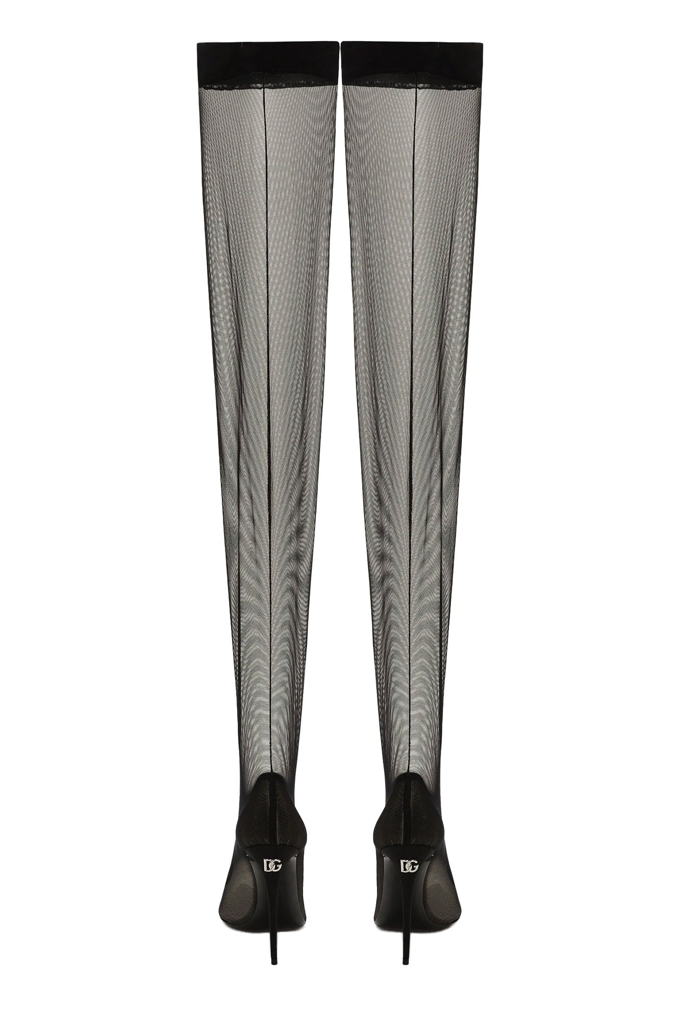 DOLCE&GABBANA KIM STRETCH TULLE THIGH-HIGH BOOTS