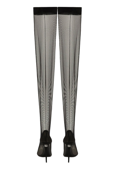 DOLCE&GABBANA KIM STRETCH TULLE THIGH-HIGH BOOTS