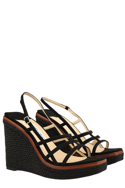 JIMMY CHOO SUEDE WEDGE SANDALS