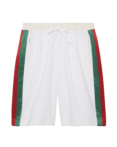 GUCCI TERRY CLOTH SHORTS WITH GG LOGO AND WEB DETAIL