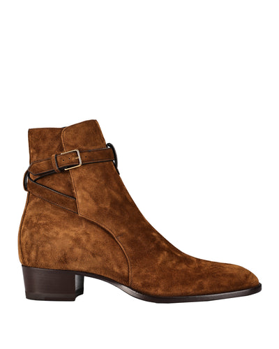 SAINT LAURENT WYATT JODPHUR SUEDE ANKLE BOOTS