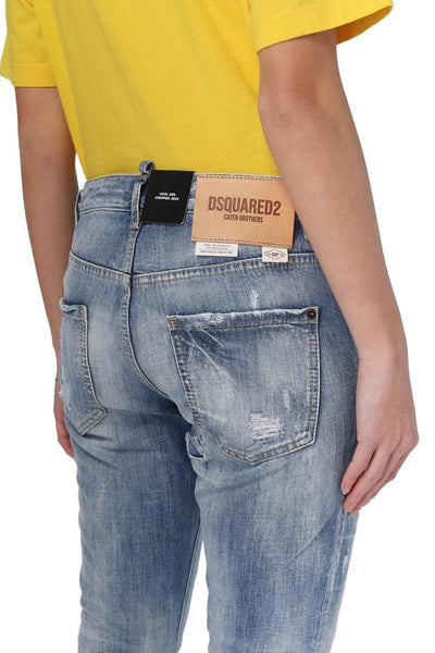 DSQUARED2 DISTRESSED CROPPED JEANS