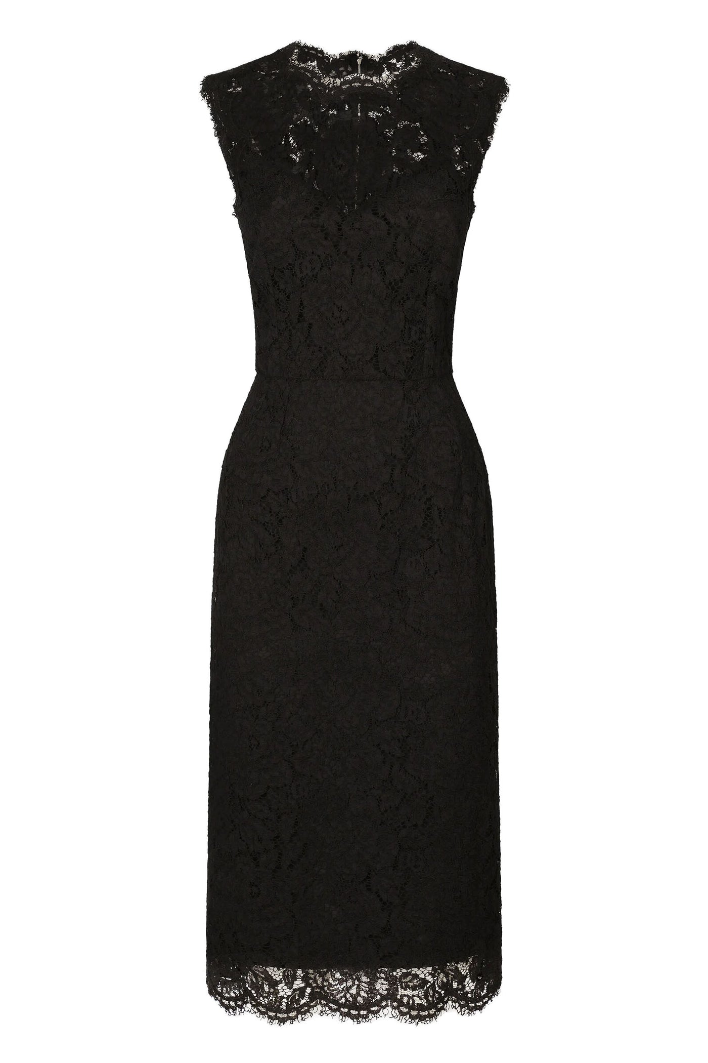 DOLCE & GABBANA BRANDED STRETCH LACE CALF-LENGTH DRESS