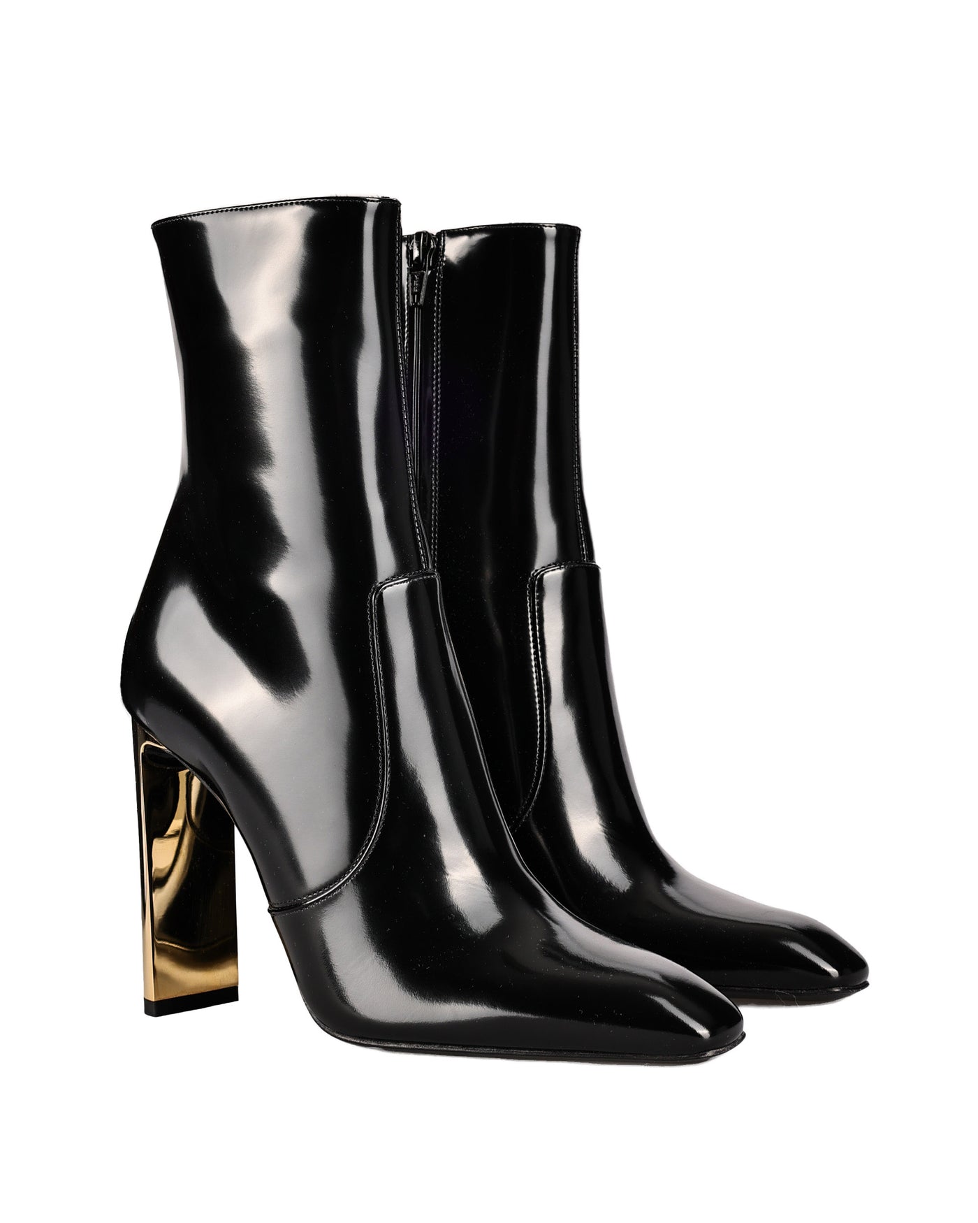 SAINT LAURENT AUTEUIL ANKLE BOOTS IN GLAZED LEATHER