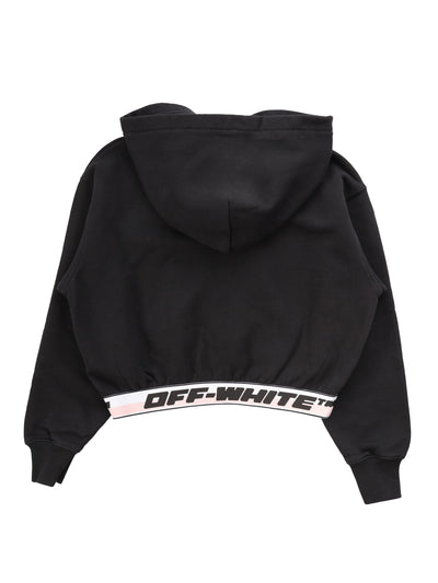 OFF WHITE KIDS SWEATSHIRT CROPPED HOODIE LOGO