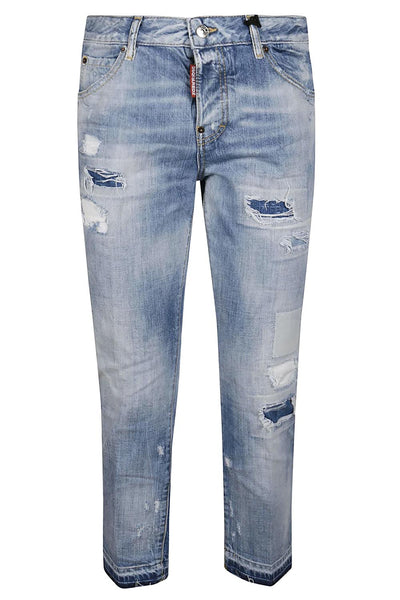 DSQUARED2 DISTRESSED CROPPED JEANS