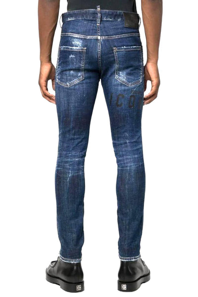 DSQUARED2 LOGO PATCH DISTRESSED SKINNY JEANS