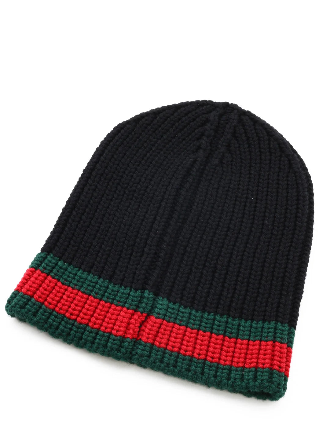 GUCCI WOOL WEB STRIPE BEANIE