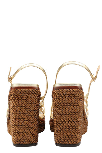 JIMMY CHOO LEATHER WEDGE SANDALS