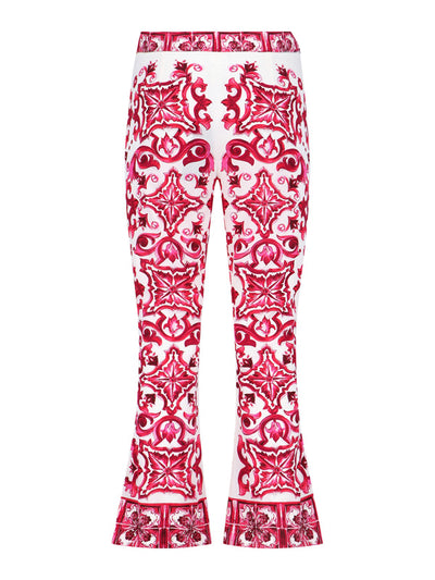 DOLCE & GABBANA MAJOLICA PRINT SILK TROUSERS