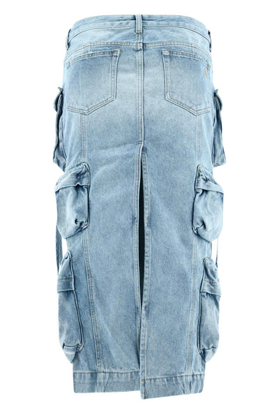 THE ATTICO CARGO DENIM SKIRT