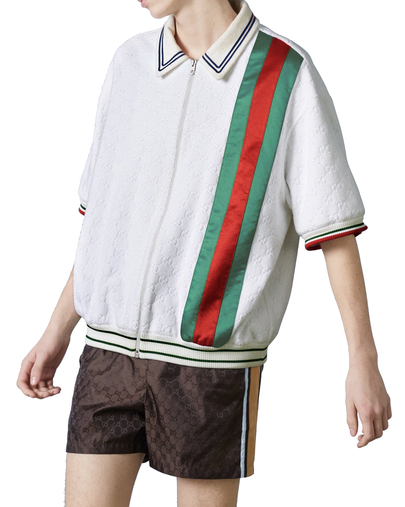 GUCCI TERRY CLOTH POLO WITH WEB