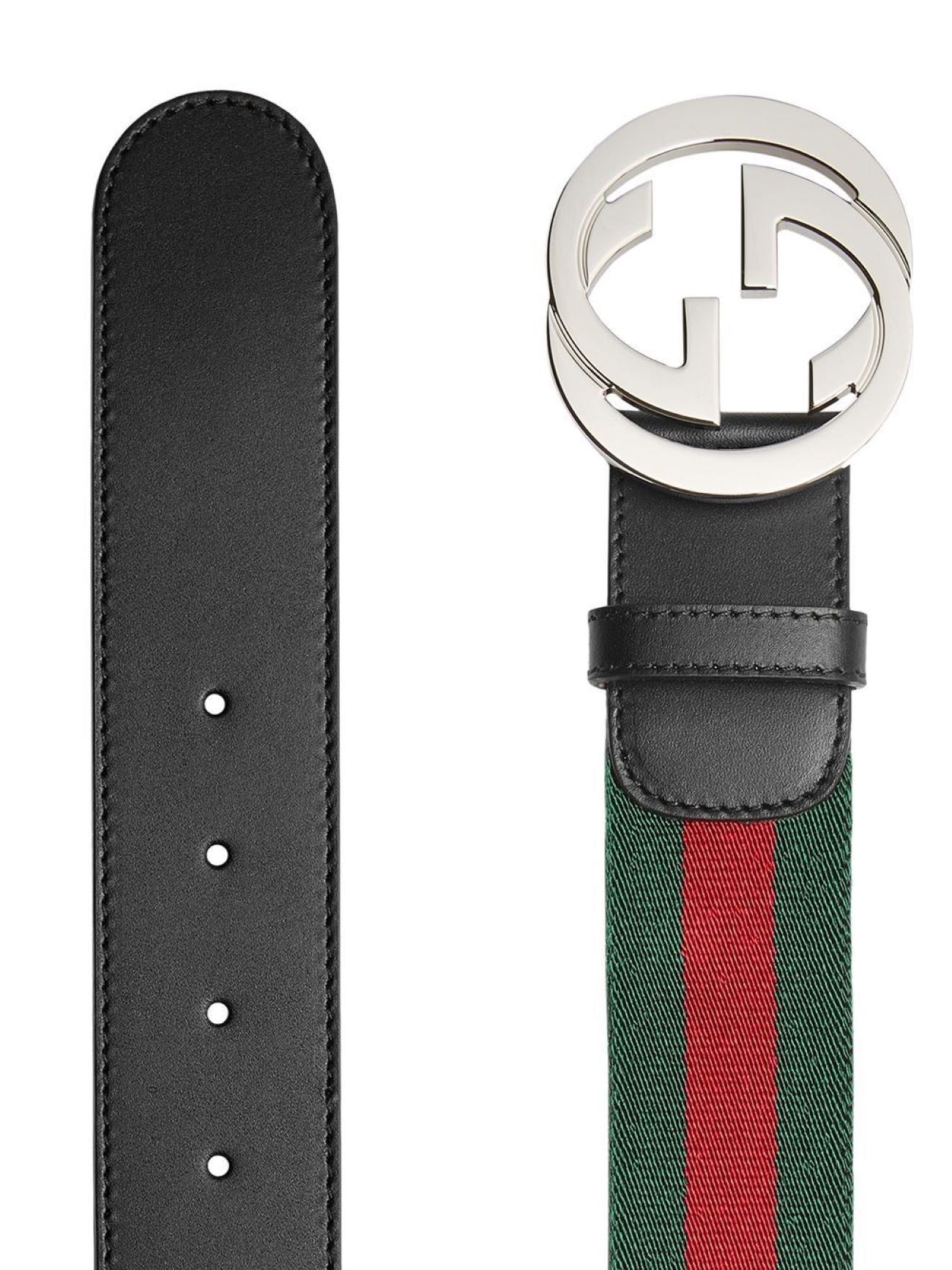 GUCCI GREEN AND RED WEB BELT WITH G BUCKLE