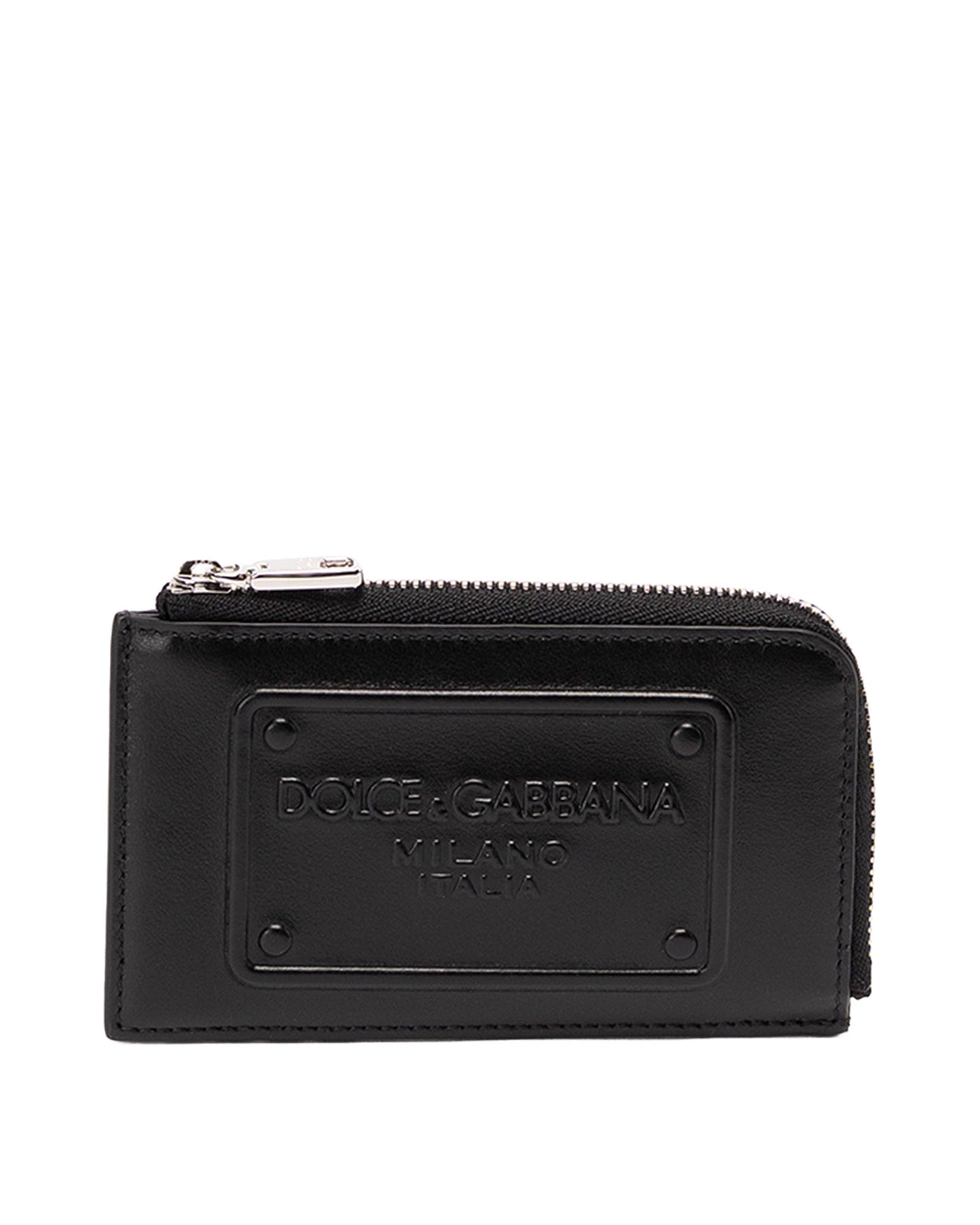 DOLCE&GABBANA WALLET CALFSKIN CARD HOLDER WITH RAISED LOGO