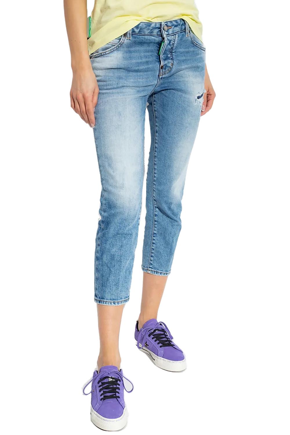 DSQUARED2 DISTRESSED CROPPED JEANS