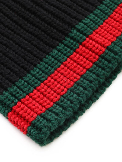 GUCCI WOOL WEB STRIPE BEANIE