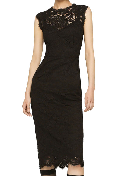 DOLCE & GABBANA BRANDED STRETCH LACE CALF-LENGTH DRESS