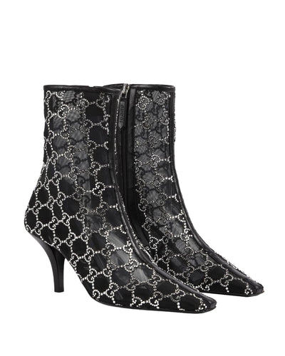 GUCCI GG CRYSTALS-EMBELLISHED ANKLE BOOTS