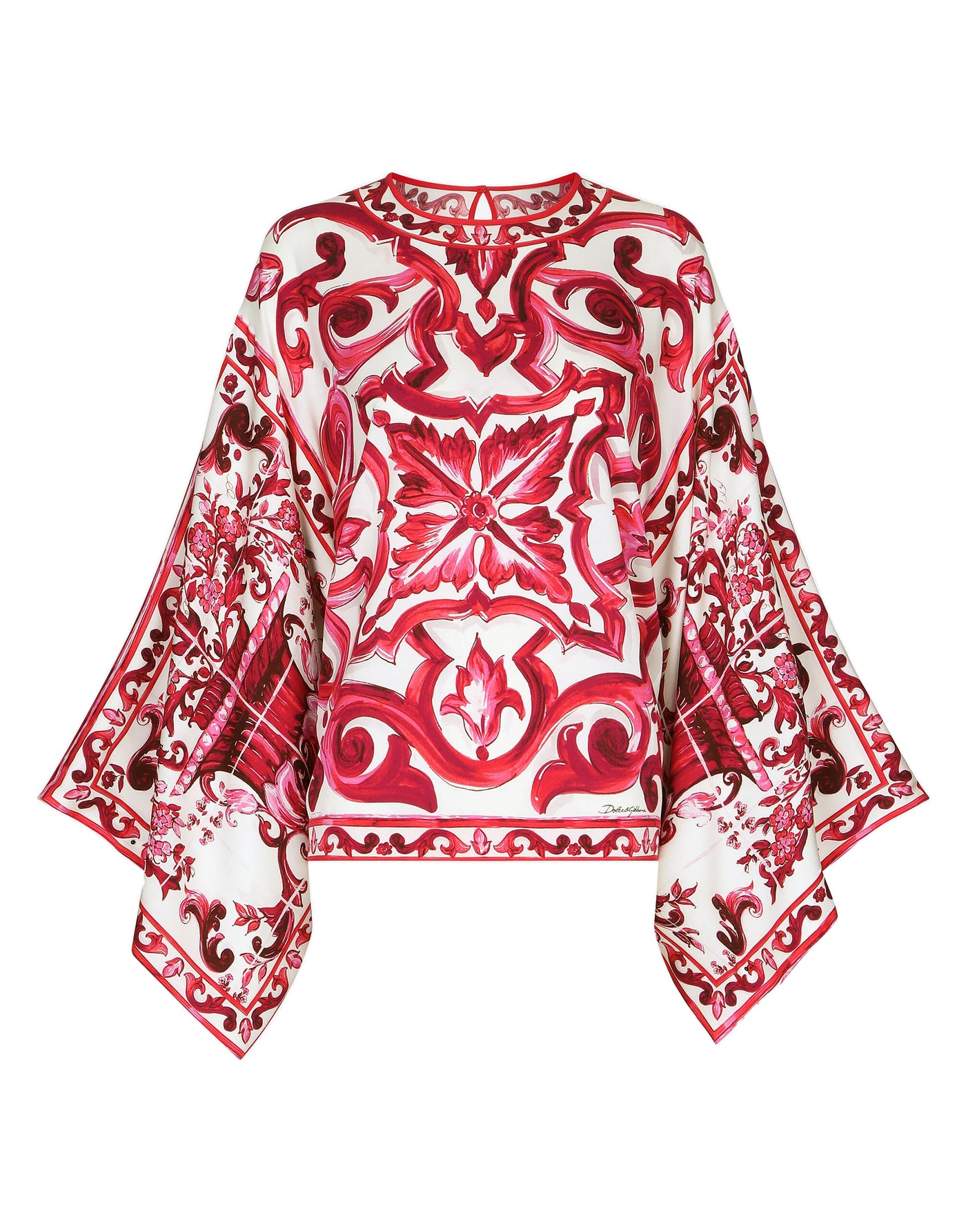 DOLCE & GABBANA MAJOLICA PRINT SILK BLOUSE