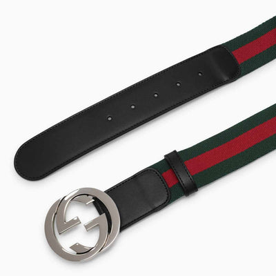 GUCCI GREEN AND RED WEB BELT WITH G BUCKLE