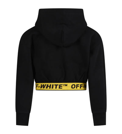 OFF WHITE KIDS SWEATSHIRT CROPPED WITH HOODIE