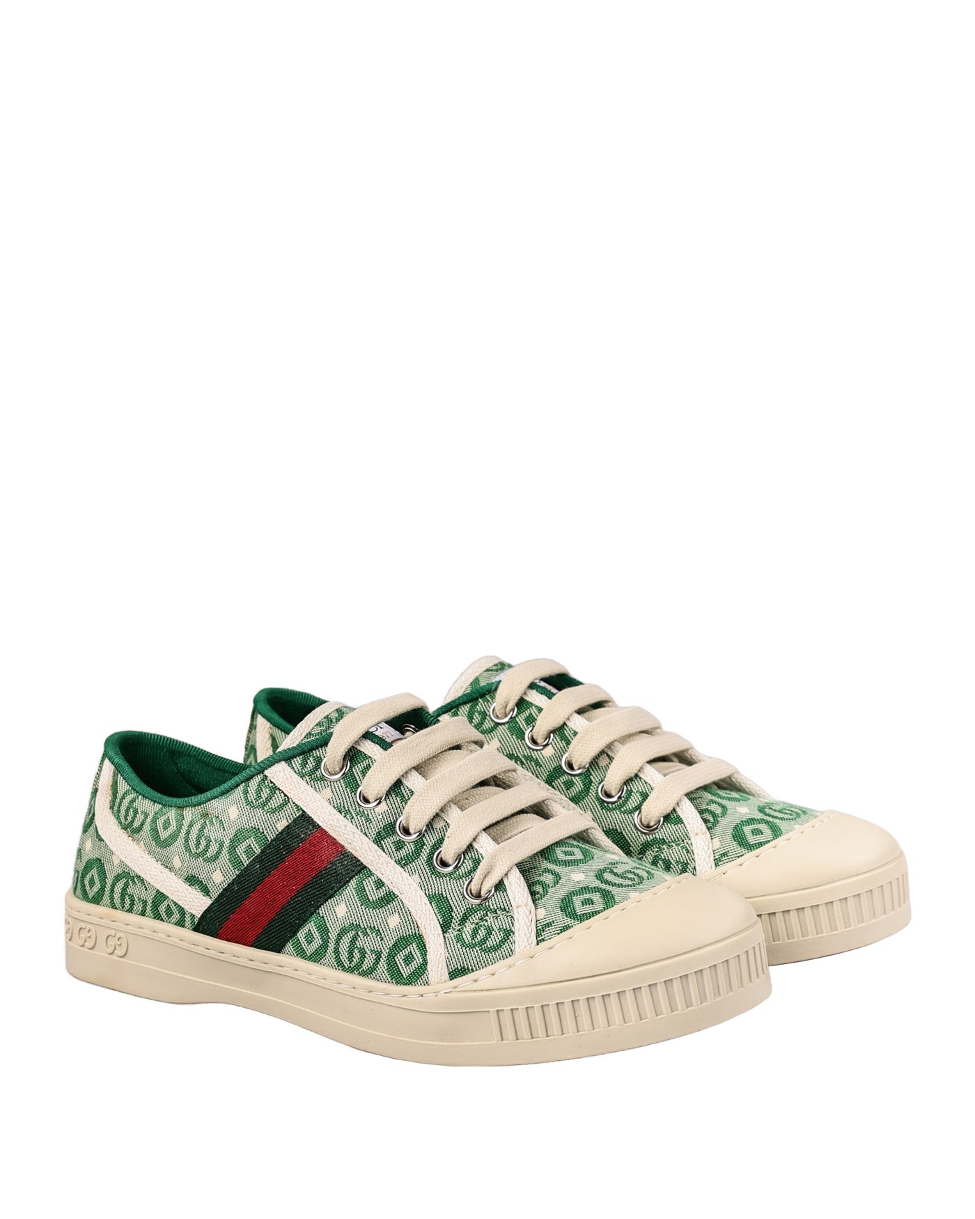 GUCCI KIDS CANVAS SNEAKERS WITH GG LOGO