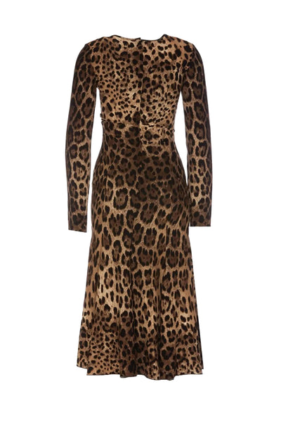 DOLCE & GABBANA LONG DRESS LEOPARD PRINT