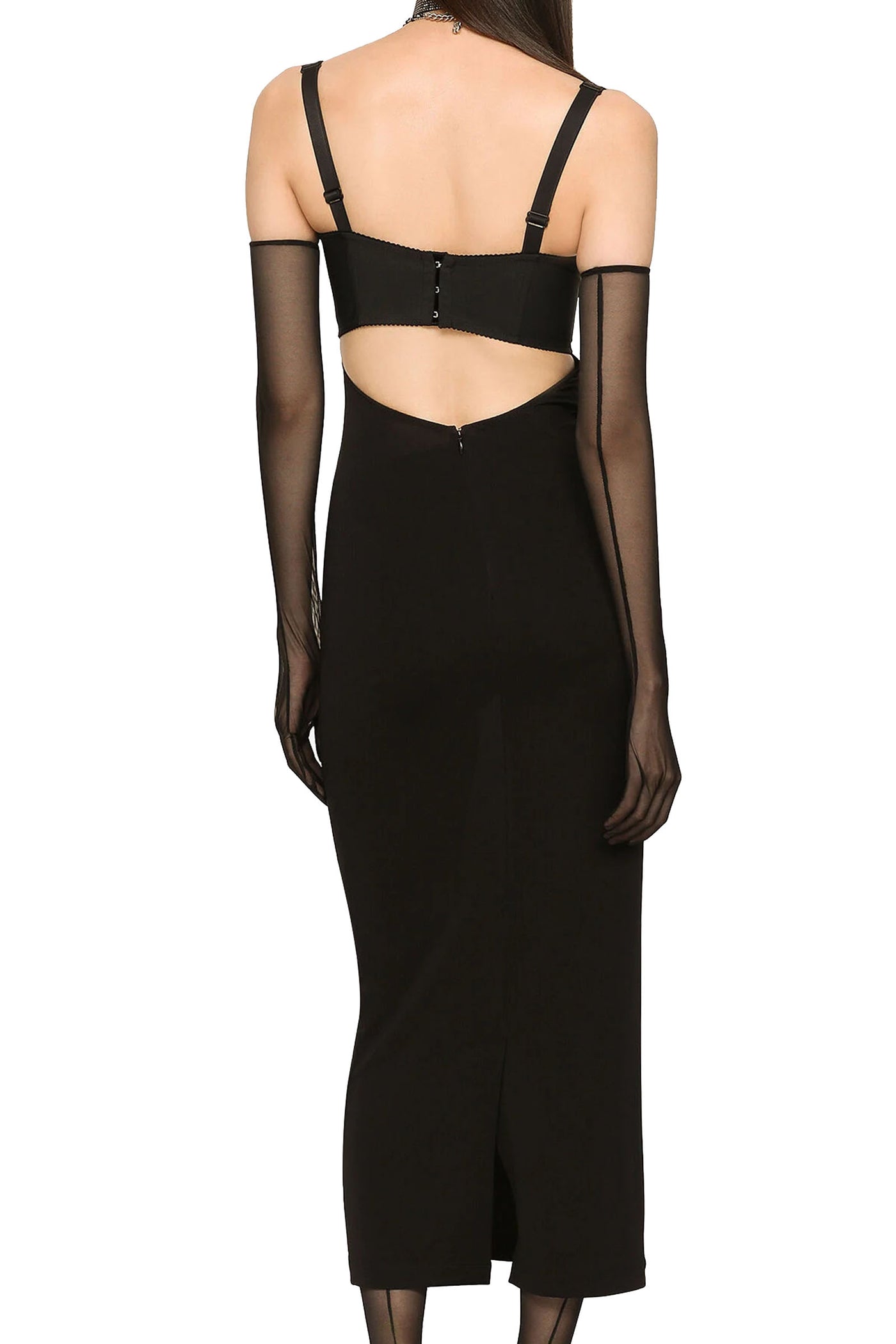 KIM DOLCE&GABBANA ORGANZINE CALF-LENGTH CORSET DRESS