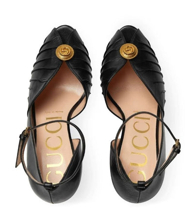 GUCCI LOGO PLAQUE 95MM LEATHER SANDALS