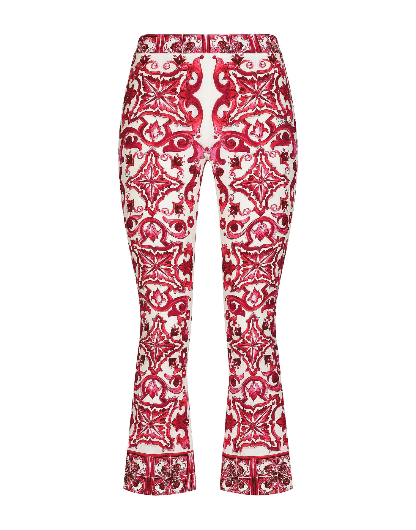 DOLCE & GABBANA MAJOLICA PRINT SILK TROUSERS