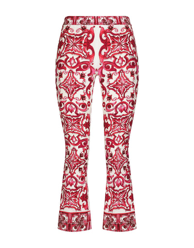 DOLCE & GABBANA MAJOLICA PRINT SILK TROUSERS