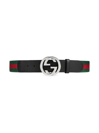 GUCCI GREEN AND RED WEB BELT WITH G BUCKLE