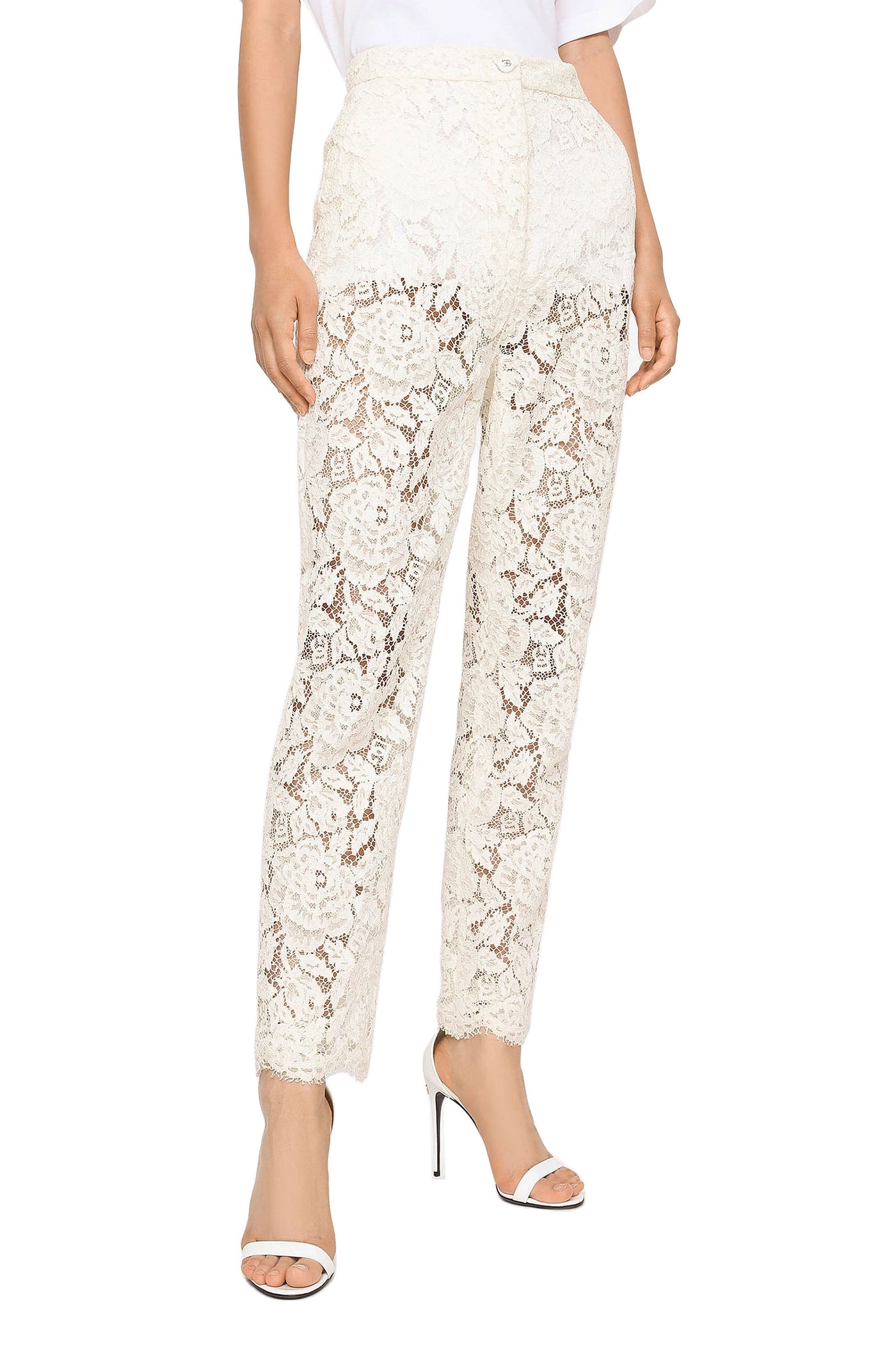 DOLCE & GABBANA BRANDED STRETCH LACE PANTS