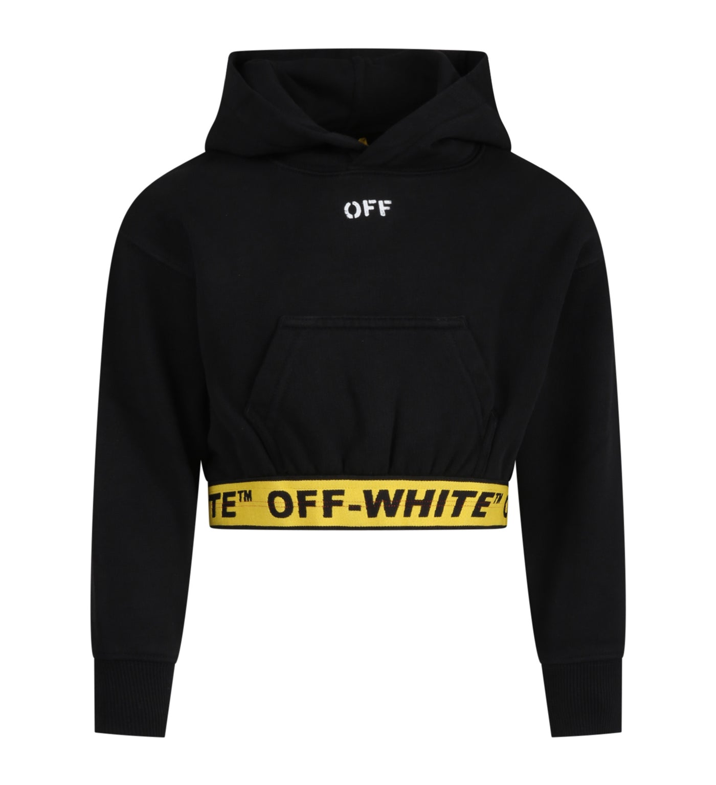 OFF WHITE KIDS SWEATSHIRT CROPPED WITH HOODIE