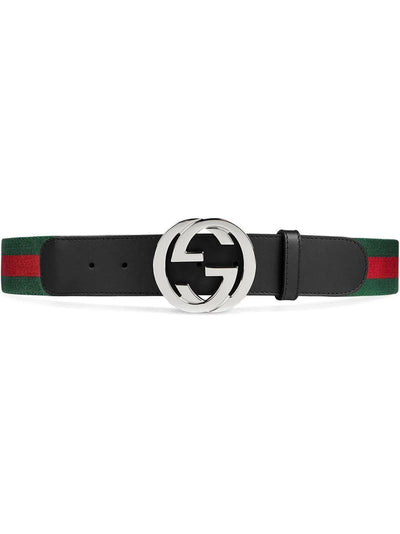 GUCCI GREEN AND RED WEB BELT WITH G BUCKLE