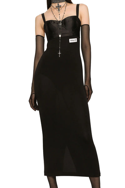 KIM DOLCE&GABBANA ORGANZINE CALF-LENGTH CORSET DRESS