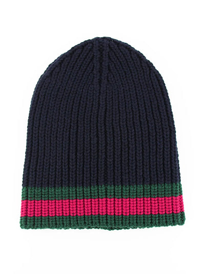 GUCCI WOOL WEB STRIPE BEANIE