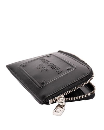 DOLCE&GABBANA WALLET CALFSKIN CARD HOLDER WITH RAISED LOGO