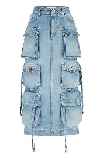 THE ATTICO CARGO DENIM SKIRT