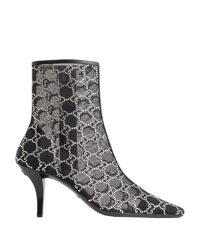 GUCCI GG CRYSTALS-EMBELLISHED ANKLE BOOTS