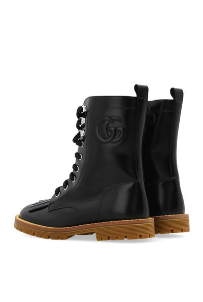 GUCCI KIDS LEATHER LACE-UP ANKLE BOOT