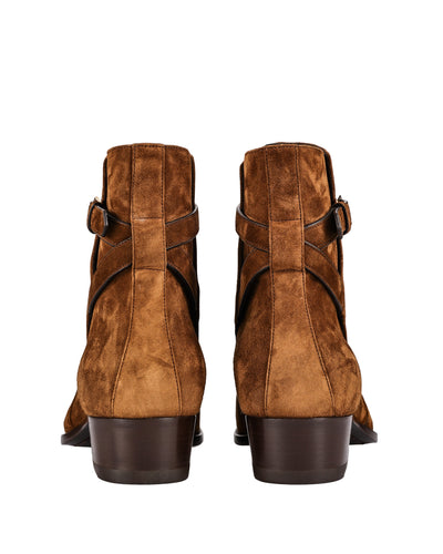 SAINT LAURENT WYATT JODPHUR SUEDE ANKLE BOOTS