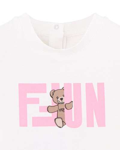 FENDI KIDS T-SHIRT TEDDY PRINT LOGO FF