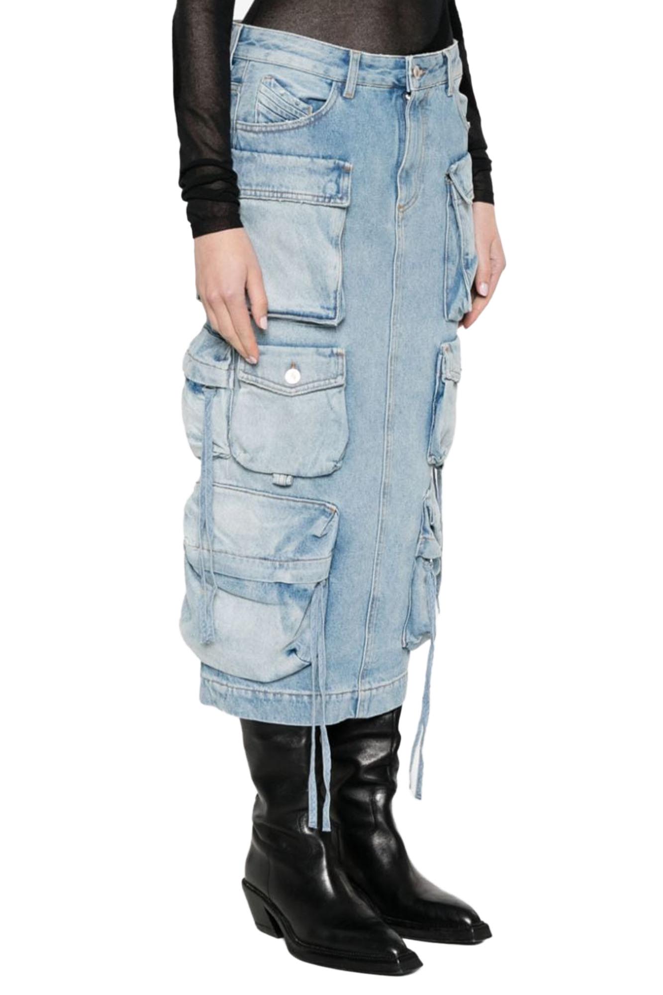 THE ATTICO CARGO DENIM SKIRT